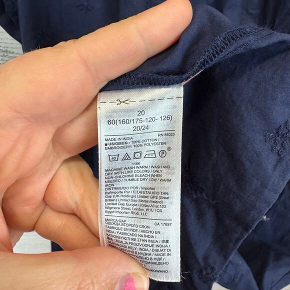 Gap Plus Size Navy Eyelet Flutter Sleeve Embroidered Dress Size 20 - Picture 7 of 8